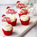 Christmas Toothpicks 24 Pcs Christmas Cupcake Toppers - Merry Christmas  Toothpick Flags For Holiday Party Cake Decorations Merry Christmas Toppers