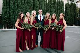 Let The Greenery Do The Talking At Your Boho Romance Wedding Red Bridesmaid Dresses Wedding Bridesmaid Dresses Dark Red Wedding