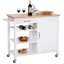 Maybe you would like to learn more about one of these? Modern White Kitchen Island Cart With Wood Top And Wheels Fastfurnishings Com