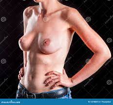 Breast Self Exam. Naked Female Topless Breast on Black Background. Stock  Image - Image of exam, fingers: 107408413