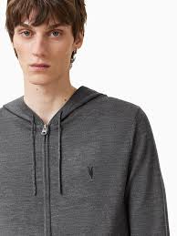 All Saints Zip Up Hoodie Jackson Cotton Relaxed Fit Zip Hoodie