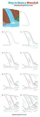 How to draw and color a waterfall scenery. Learn How To Draw A Waterfall Easy Step By Step Drawing Tutorial For Kids And Beginners Water Drawing Tutorial Easy Landscape Drawing Tutorial Easy Drawings