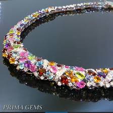 Multi Color Semi Precious Stones Necklace Semi Precious Stone Necklaces Diamond Jewelry