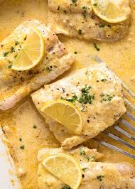 Baked Fish With Lemon Cream Sauce Recipe Baked Fish Fillet Fish Recipes Baked Baked Fish