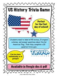 You probably know that george washington was the first president of the united states and that the u.s. Us History Trivia Game 1st Day Of School Or Fun Activity Tpt
