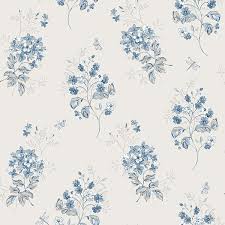 Beverly Blue Floral Wallpaper In 2020 Vintage Floral Wallpapers Blue Floral Wallpaper Blue Flower Wallpaper