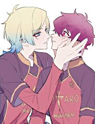 hand up, red eyes, sportswear, male focus, shirt - Anime R34