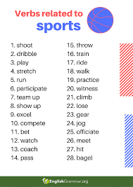 Verbs Related To Sports Good Vocabulary Words Writing Words Good Vocabulary