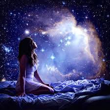 Girl Sitting On Bed Looking At Night Sky Stars Fantasy Art Pictures Spirituality Just Girly Things