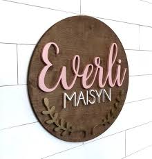 Custom Name Sign Round Sign Baby Name Sign Nursery Room Decor Wood Sign Nursery Wall Art Baby Shower Gift Wood Name Board Baby Signs Baby Name Signs Nursery Signs