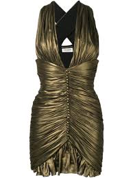 Saint Laurent Gathered Dress In Crepe Chiffon Farfetch In 2021 Gathered Dress Short Dresses Casual Dresses