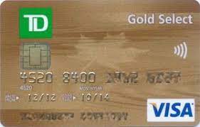 Ca 373391 37339 1xxxx xxxxx: Bank Card Gold Select Td Canada Trust The Toronto Dominion Bank Canada Col Ca Vi 0033