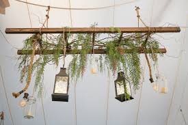 Rustic Suspended Ladder Floral Arrangement Hanging Ladder Plant Decor Hanging Plants