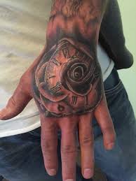 Rose Clock Hand Tattoo Hand Tattoos Tattoos Hand Tattoo Images
