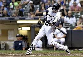 Brewing Hr S Christian Yelich Of The Brewers Hits A Home Run Against The Dodgers On July 21 In Milwaukee Wi The B Christian Yelich Christian Mlb Players