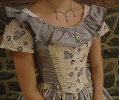 Late 1860s blue organza ball dress dress of midnight blue silk organza over royal blue silk habotai, embroidered organza trim. 1860 Civil War Ball Gown Blue And Cream Tastefully Timeless