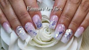 Acrylic Nails Pink And White French Ombre With Glitters Youtube Discover images and videos about ombre nails from all over the world on we heart it.