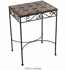 Mexican Tile Wrought Iron Side Table Patio Decor Tile Patio Table Talavera Tiles Wrought Iron Table