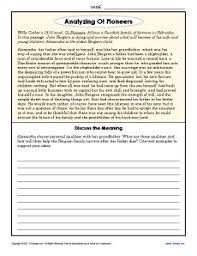Analyzing O Pioneers 8th Grade Reading Comprehension Worksheets Citing Text Evidence Citing Textual Evidence Textual Evidence
