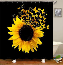 All necessary components are included bath rug hooks no accessories included rod shower curtain shower curtain hooks shower curtain hooks or rings shower curtain liner. Buy Jayden Madge 4pcs Set Magic Butterfly Sunflower Shower Curtain Flower Bathroom Set Waterproof Fabric Cloth Bath Curtain Non Slip Bathroom Rugs Toilet Rug Bath Mat Floral Bathroom Decor Butterfly Online In Indonesia B08j7dj82d
