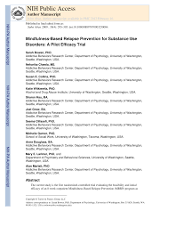 In a prospective study of relapse following outpatient treatment for alcohol abuse or dependence (miller et al., 1996) we found Pdf Mindfulness Based Relapse Prevention For Substance Use Disorders A Pilot Efficacy Trial