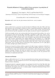 Address:403, jalan sultan ismail, malaysia, kuala lumpur, kuala lumpur, malaysia. Pdf Potential Utilization Of African Catfish Clarias Gariepinus In Production Of Surimi Based Products