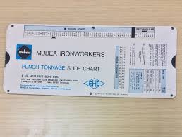 Vtg Mubea Ironworkers Punch Tonnage Slide Chart 1974 Eg