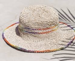 編織棉麻帽 編織帽 漁夫帽 遮陽帽 草帽 手工鉤織帽 漸層彩虹 omhandmade 帽子 pinkoi handcraft hats panama hat