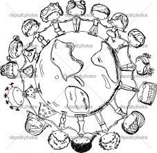 Detailed children of the world. Children Holding Hands Around World Coloring Page Cute Children Holding Hands Around The Globe Blac Love Coloring Pages Coloring Pages Cartoon Coloring Pages