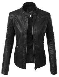 Le3no Womens Faux Leather Quilted Zip Up Biker Moto Jacket With Pockets Fake Leather Jacket Leather Jackets Women Jacket Outfits