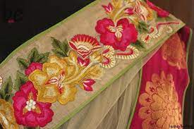 Parsi Gara Embroidery Border Saree Indian Embroidery Floral Embroidery Bead Work