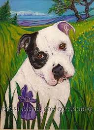 Sweet Pitbull In The Meadow Dog Paintings Pitbulls Staffordshire Terrier