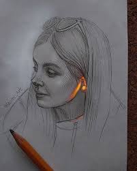Lovely Sketches With Glowing Effect Swipe Can You Guess The First One Artis Portrait Drawing Glowing Art Art