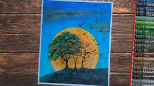 Drawing with pentel oil pastel. Sunrise Matahari Terbit Tehnik Lukis Menggambar Menggunakan Crayon Lukisan Painting Mandala Art