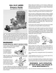 Warning Rjl K 61 Aero Owners Guide Manualzz Com