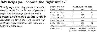 Water Ski Sizing Chart Ron Marks