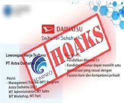 Pt anugerah, artinya perusahaan yang diharapkan diberikan karunia serta diberi keberkahan. Hoaks Lowongan Kerja Pt Astra Daihatsu Motor
