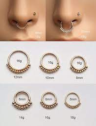 Septum Ring Nose Ring With 1 5mm Balls Yellow Gold By Noyfir Septum Piercing Jewelry Piercing Jewelry Septum Rings Small