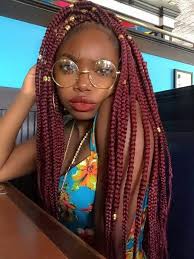 Black Box Braids With Color Tips Pinterest Kjvouge Trancas Vermelhas Garotas Negras Trancas Coloridas