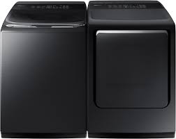 Black top load washer and dryer set. Samsung Sawadrebs2 Side By Side Washer Dryer Set With Top Load Washer And Electric Dryer In Black Stainless Steel