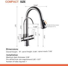 Typical kitchen sink dimensions double kitchen sink width kitchen. Buy Wanfan Kitchen Sink Faucet With Pull Down Sprayer 2 Handle 3 In 1 Water Filter Purifier Faucets Brushed Nickel 0195sn Online In Indonesia B07mnjpqhf