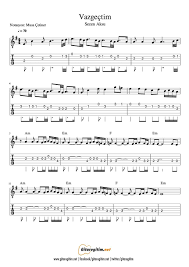 Sezen Aksu Vazgectim Gitar Nota Tab Gitaregitim Net Gitar Muzik Notalari Flut