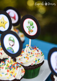 About 24 super mario cupcakes. Super Mario Bros Cupcakes With Free Printable Toppers