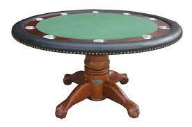 Round Poker Table 60 Round Poker Table W Optional Dining Top In Antique Walnut Round Poker Table Antique Poker Table Poker Table