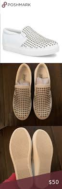 New Steve Madden Torin White Studs New White Leather Studded Slip On Sneakers From The Closet Of Lon In 2020 Steve Madden Shoes Sneakers Slip On Sneakers Steve Madden