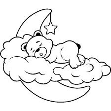 sticker ours endormi sur nuage et lune stickers bebes fille ambiance coloriage halloween heureux