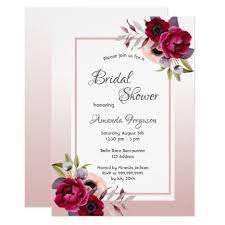 Dusty Rose Burgundy Florals White Bridal Shower Invitation Zazzle Com Postcard Wedding Invitation White Bridal Shower Bridal Shower Invitations
