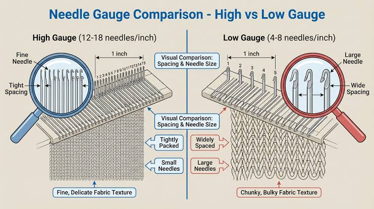 High Gauge vs Low Gauge Knitting, ExploreTex