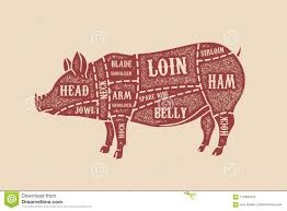 Pig Butcher Diagram Pork Cuts Design Element For Poster