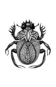 Black And White Striped Beetle Egyptian Patterned Scarab Dung Beetle Black And White Digital Art Print Of An Original Fine Art Line Drawing Beetle Drawing Beetle Tattoo Digital Art Prints